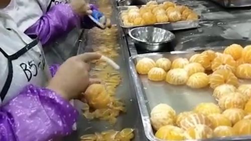当下食品厂的操作间,竟然都不戴口罩,看来这个食品厂开不长了
